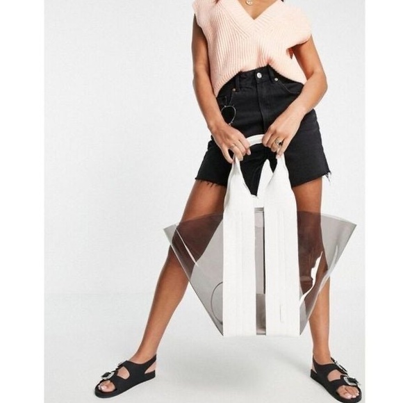 (LSF) Rebecca Minkoff Women’s Clear fan tote bag in Smoke, NWT - Picture 15 of 16